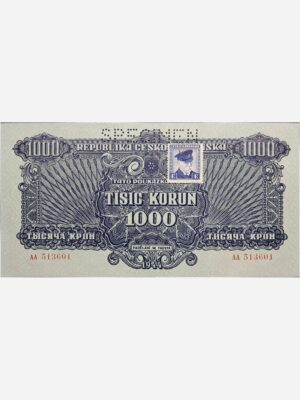 Czechoslovakia 1000 Korun 1945 Specimen Unc