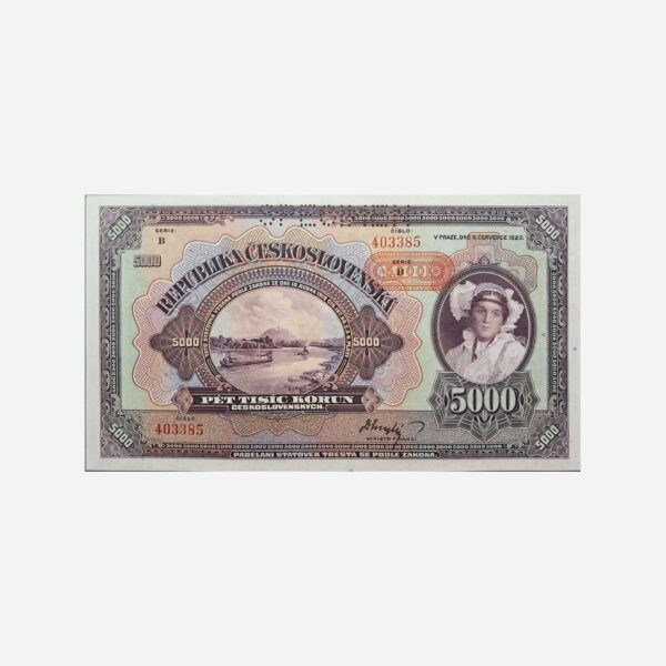 Czechoslovakia 5000 Korun 1920 Specimen Unc
