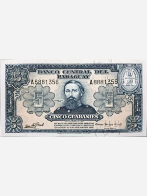 Paraguay 5 Guaranies 1952 Unc