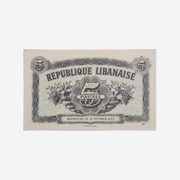 Libanon 5 Piastres 1944 Unc