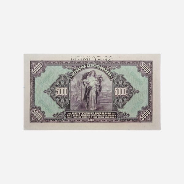 Czechoslovakia 5000 Korun 1920 Specimen Unc