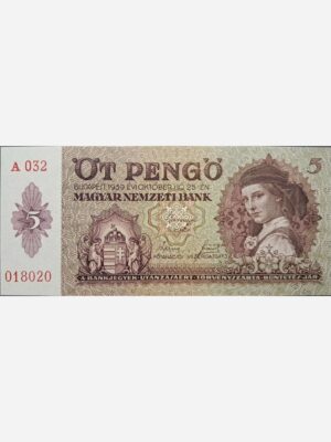 Hungary 5 Pengö 1939 Unc