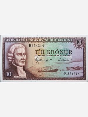 Islands 10 Kronur 1957 Unc