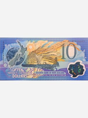 New Zealand 10 Dollars 2000 Unc