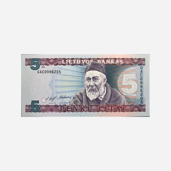 Lithuania 5 Litai 1993 Unc