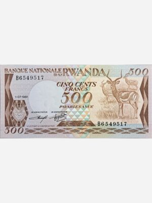 Rawanda 500 Francs 1981 Unc