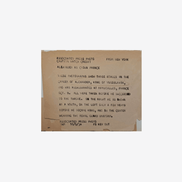 Yugoslavia Original Press Photo Okt.1934 King Alexandar l Karađjorɗević of Yugoslavia 227×172mm